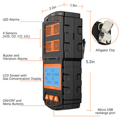 Καλή τιμή. ODM ανθεκτικός πολλαπλός ανιχνευτής 4In1 για διαρροή μονοξειδίου του άνθρακα σε περιορισμένο χώρο σε απευθείας σύνδεση