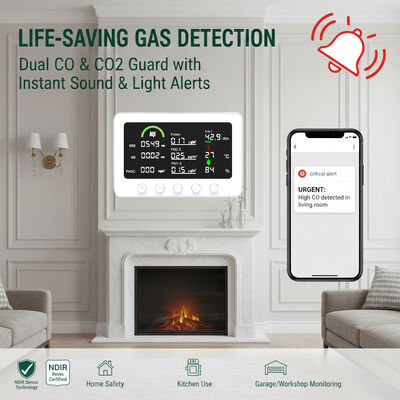 Καλή τιμή. Επαγγελματικός Μετρητής Ποιότητας Αέρα 10-σε-1: Ανιχνευτής CO2, PM2.5, TVOC & CO σε Πραγματικό Χρόνο με Έλεγχο Εφαρμογής Tuya & RS485 για Έξυπνο Σπίτι σε απευθείας σύνδεση